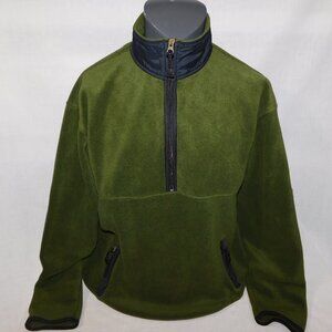 VTG 90s Nevada Jeanswear Mens L  Green 1/4 Zip Fleece Pullover Sweater Jacket